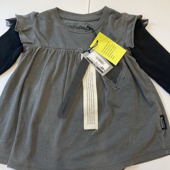 NUNUNU Gray Appliquéd Dress With Heart Long Sleeves Onsie - Picture 3 of 9